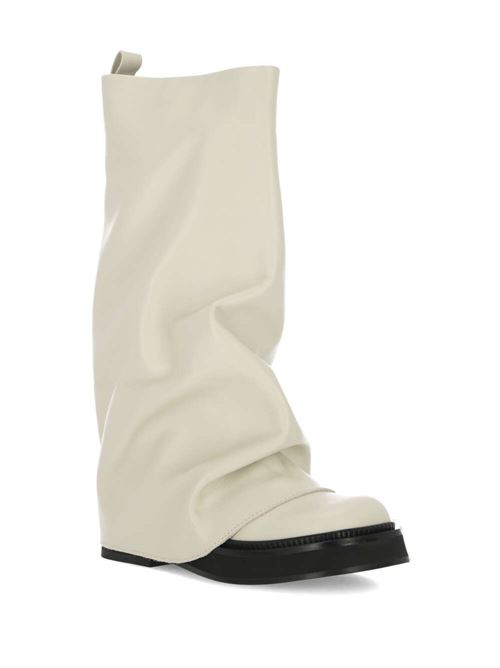 ivory white/black calf leather layered design round toe THE ATTICO | 241WS798L019507